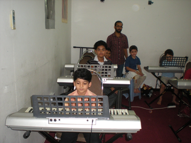 Prasanth Menon with his students in Dubai